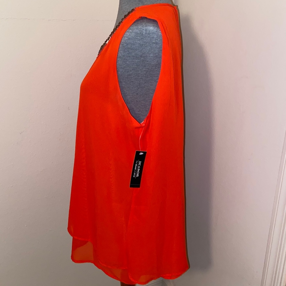 BRAND NEW XL Fiery Red Embellished Blouse - Picture 2 of 6